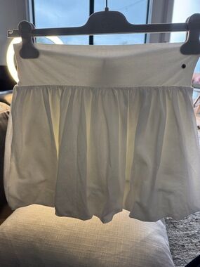 White Gathered Waist Mini Skirt